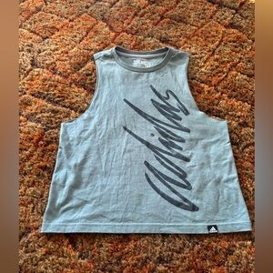 Green Adidas Logo Muscle Tank